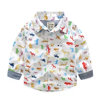 

BOY'S Long Sleeve Pure Cotton Shirt New Style Spring Korean-style Childrenswear CHILDREN'S Cartoon Fashion Casual Pure Cotton Sh