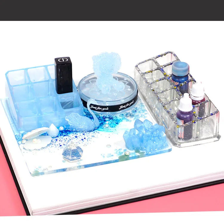 Lipstick Storage Box DIY Hand Made Crystal Trinket Silicone Mold for Resin Epoxy Resin Mold Pigment Bottle Storage UV Resin Mold