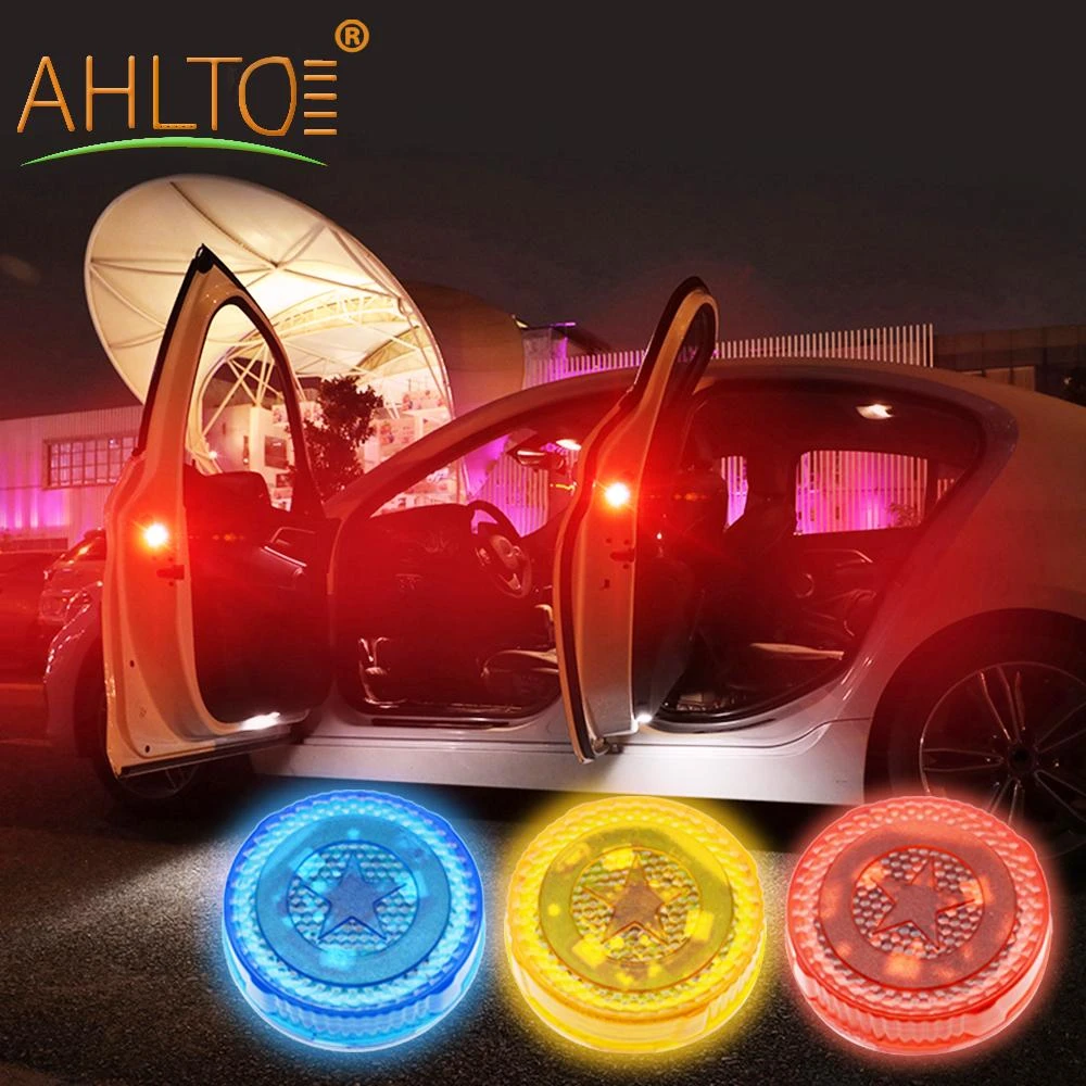Motors Car Truck Parts Car Truck Lighting Lamps 2pc Car Door Open Warning Lamp Flashing Led Light Strip Anti Collision Safety Us