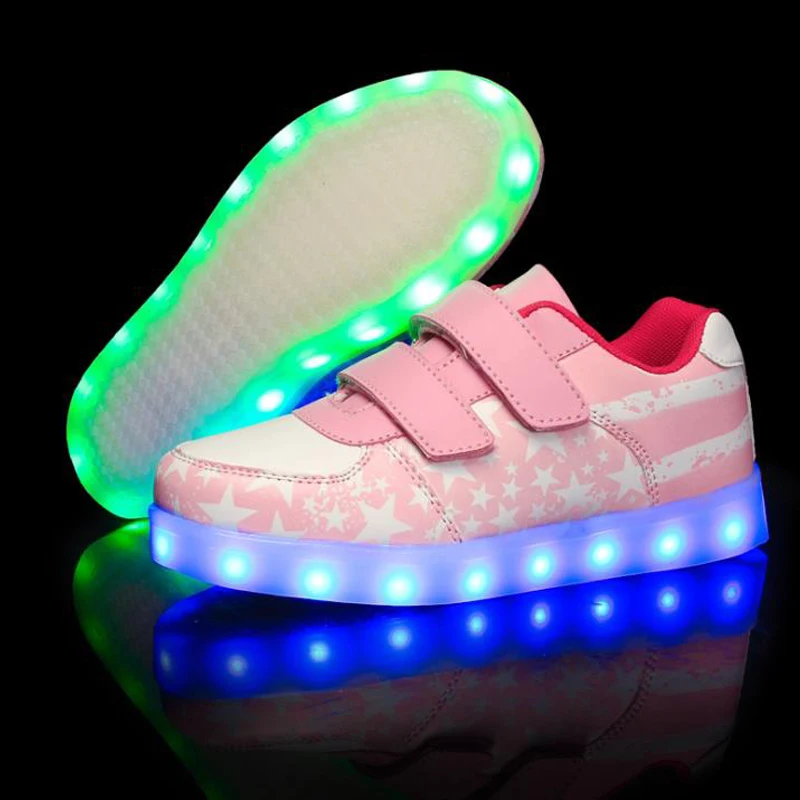 Size 25-37 USB Charging Basket Led Children Shoes With Light Up Kids Casual Boys&Girls Luminous Sneakers Glowing Shoe