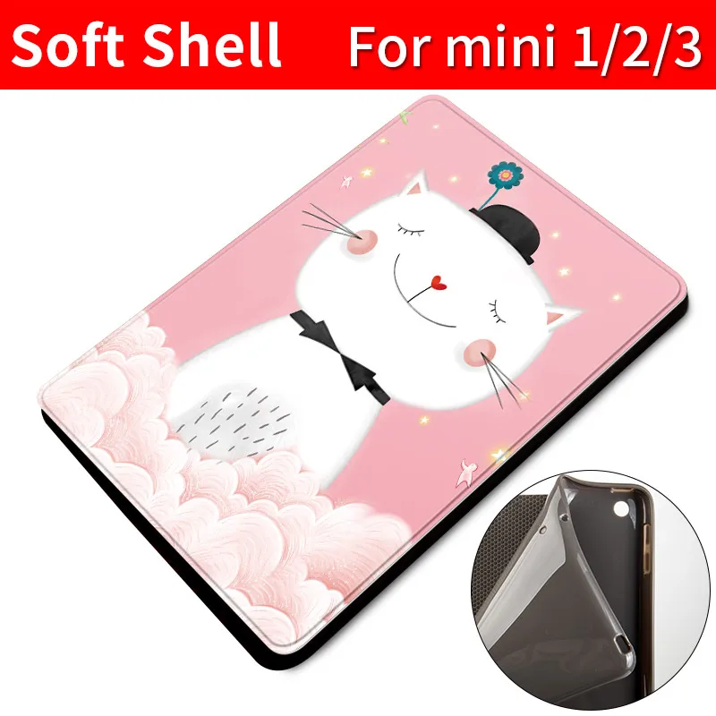 mini123-Dreaming cat Защитный чехол для ipad mini 1/2/3/4/5 из ТПУ кожи с модным принтом, мягкий чехол на заднюю панель 7,9 дюйма, чехол с цветочным рисунком для девочек - Цвет: mini123-Dreaming cat