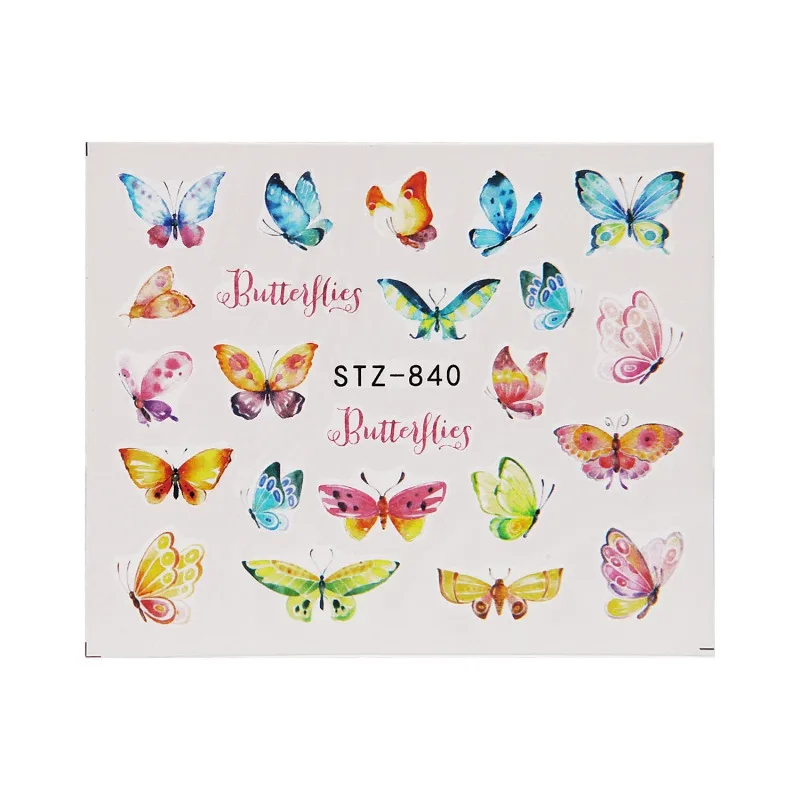 19 дизайнерские наклейки для ногтей зеленый лист Фламинго Цветы кактус водяные наклейки для ногтей художественные украшения обертывания хлопья слайдеры маникюр - Цвет: STZ-840