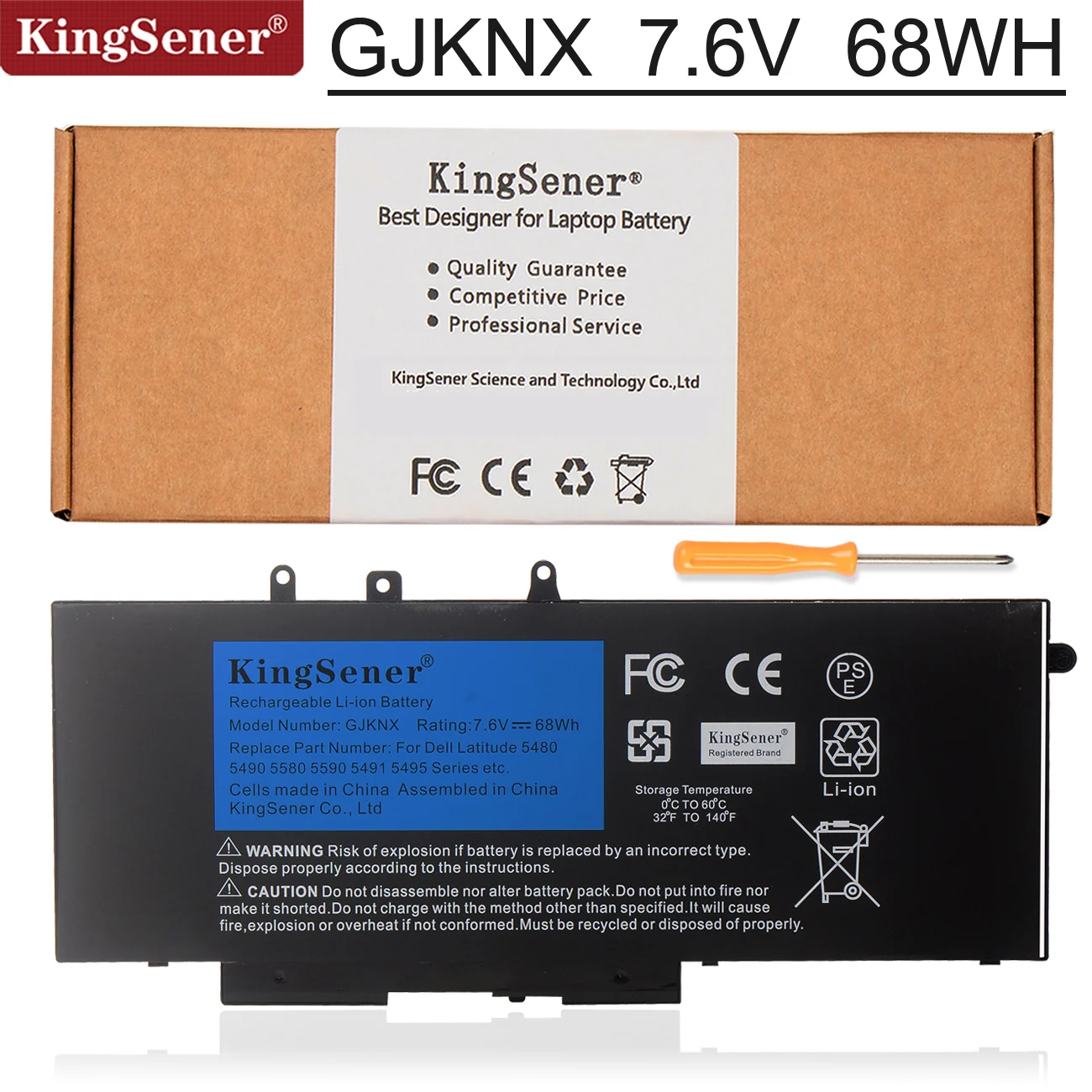 Аккумулятор Kingsener GJKNX для ноутбука Dell Latitude E5480 5580 5490 5590 DELL Precision M3520 M3530 GD1JP 7 6 В 68 Вт/ч