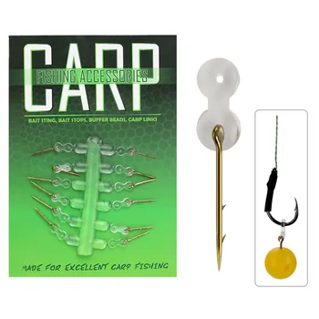 

12Pcs/bag Carp Fishing Hooks Metal Bait Spike Bait Sting Boilies Pin with Clear Rubber Corn Ronnie Hair Rig Carp Fish Tackle