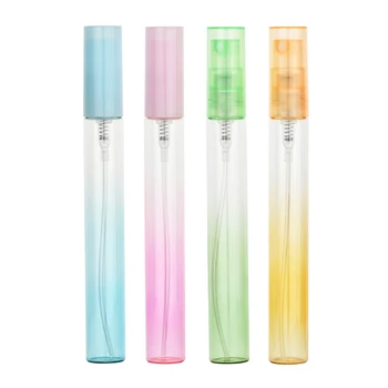 

100pcs/lot 10ml plastic sprayer gradient color glass perfume bottle