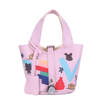 

Luxury women's bag printing bucket bag soft shoulder PU leather bag designer 2020 new women's bag mouth red bag