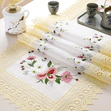 Nappe orchidée creuse en dentelle, nouveau Style européen élégant, tapis de Table basse, chemin de Table de pâques Simple, 2022
