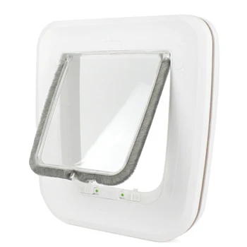 

Cats Dogs Safe Puppy Reduce Noise ABS 4 Way Locking Small Animals White Gate Pet Flap Door Cage Accessory Easy Install Magnetic