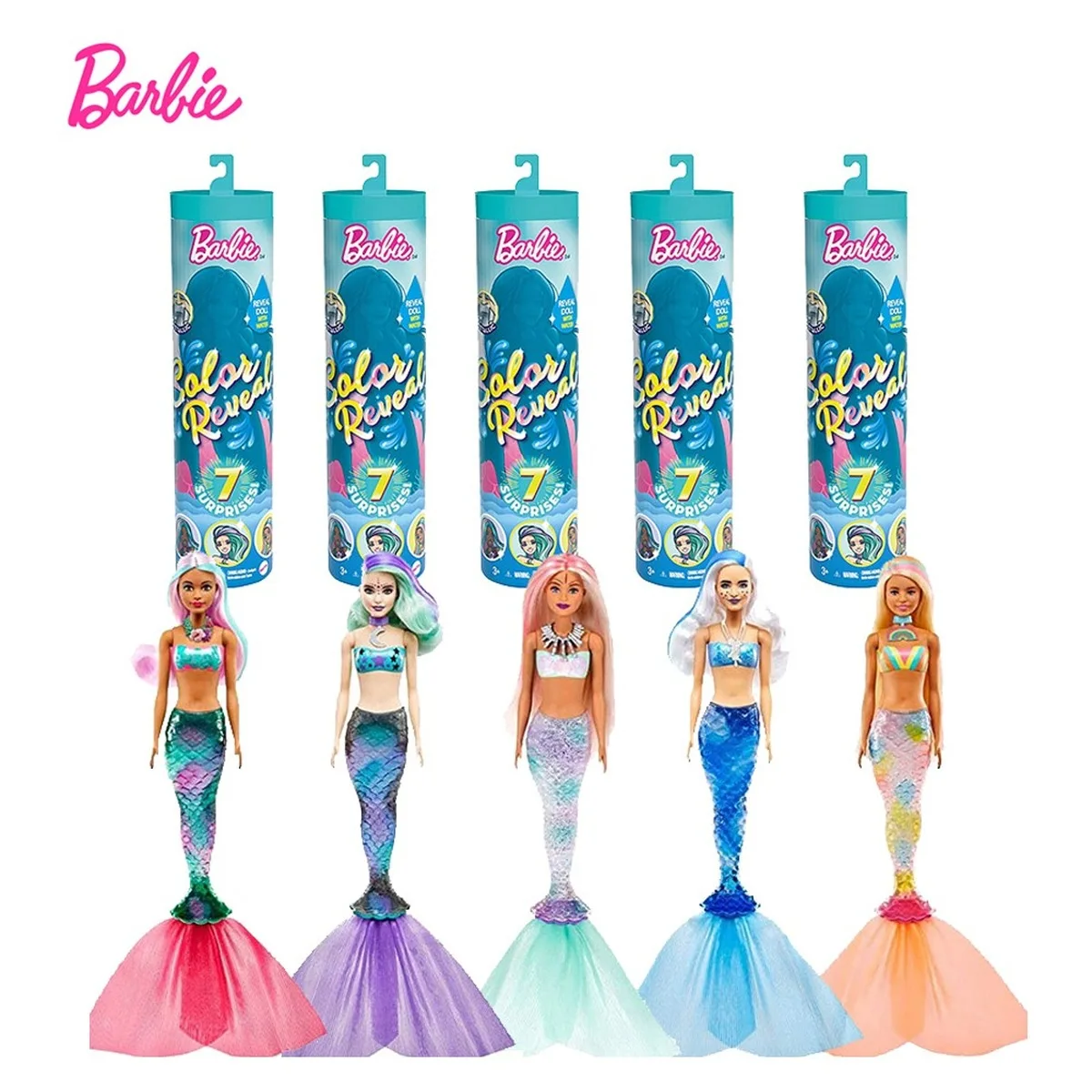Barbie Surprise Blind Box Color Reveal Doll Mermaids Theme Temperature Sensing Discoloration Toys for Kids Birthday Gift GTP43