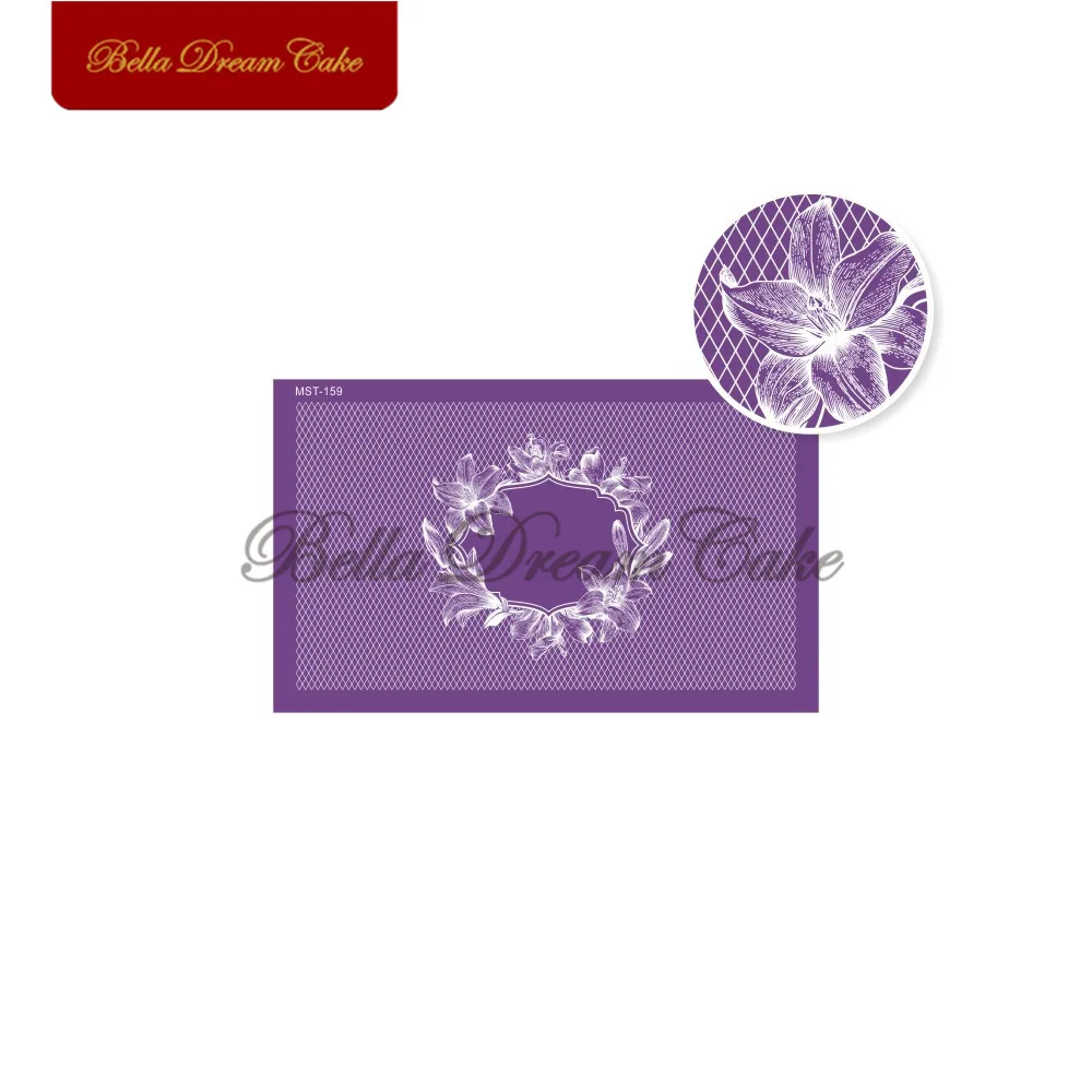 Günstig Lily Blume Rahmen Spitze Design Kuchen Schablone Fondant Hochzeit Mesh Schablonen Stoff Kuchen Form Kuchen Dekorieren Werkzeug Backformen