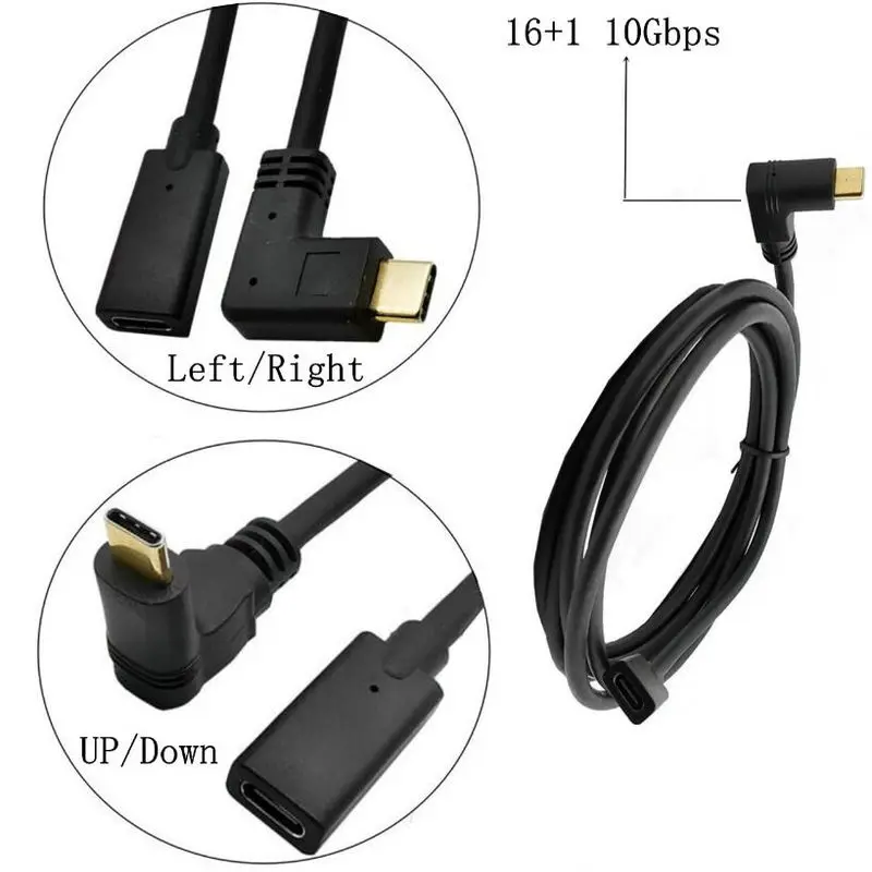 

Позолоченный usb-кабель Type-C 3,1 с разъемом «Папа-USB-C» и разъемом 90 градусов