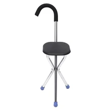 2 в 1 Портативная Складная легкая ходьба из нержавеющей стали с сиденьем стул на трех ножках портативный тростниковый стул для пожилых людей