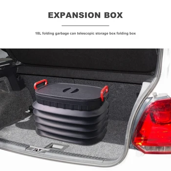 

37x26cm Plastic Storage Box Outdoor Camping Fishing Auto Cargo Storage Box Folding Car Trash Can Water Bucket