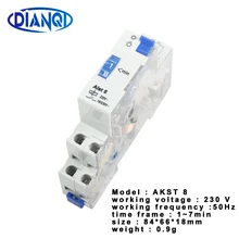 Alst8 7 minutos escada iluminação temporizador interruptor 220vac trilho din montado