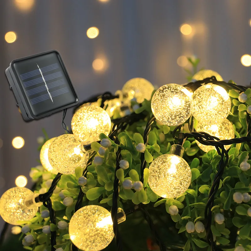 Открытый Солнечный свет строка 20 Вт 30 40/50/100LED фея с украшением в виде кристаллов