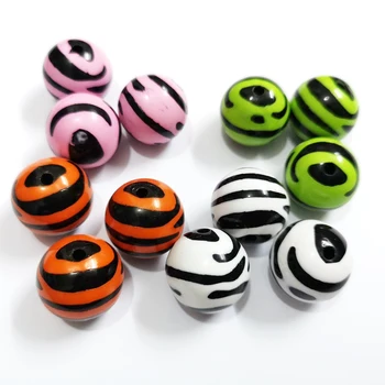 

Wholesale 12mm 480pcs/bag ,20mm 100pcs/bag White/Orange/Pink/Green/ Zebra/Tiger Striped Beads Chunky Jewelry Beads