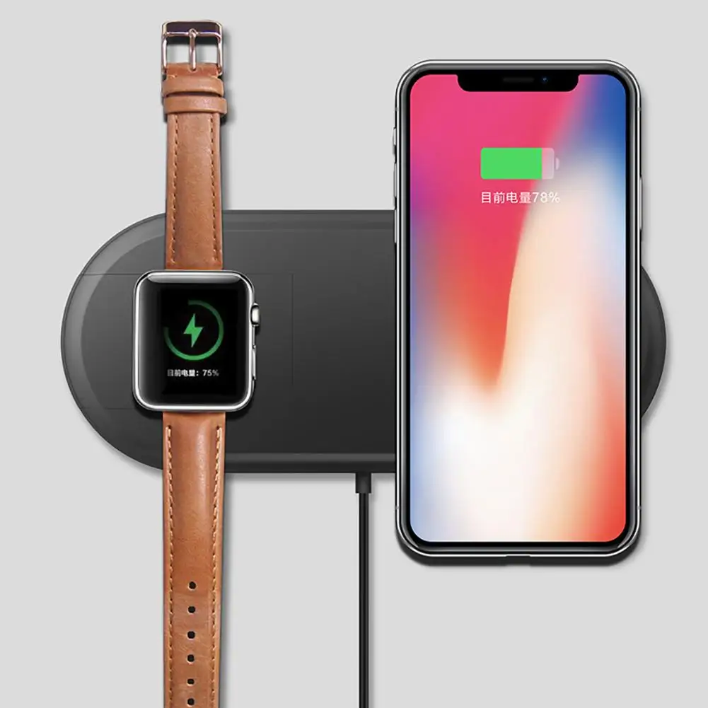 Умные беспроводные Часы зарядное устройство Мат часы мобильный телефон два в одном Беспроводное зарядное устройство для Air Apple power IPhone X аксессуары для телефонов