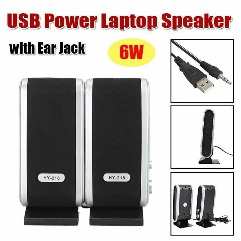 2 Pcs USB Power Computer Speakers Stereo 3.5mm with Ear Jack for Desktop PC Laptop 5