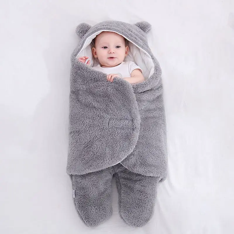 Baby Sleeping Bag Newborn Ultra-Soft Fluffy Fleece Receiving Infant Boys Girls Clothes Wrap Swaddle