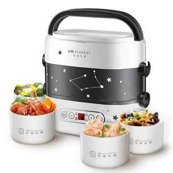 

Smart Electric Lunch Box Mini Rice Cooker 2-Layer with 4 Ceramic Liner Appointment Timing Portable Automatic Heating Food Warmer