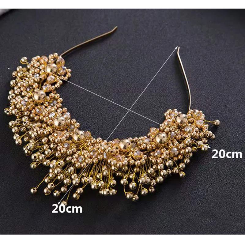 Hand-made Bridal Headwear Bride Wedding Crown Women Formal Party Hair Accessory Stunning Pearls Elegant Hairwear