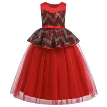 Детские вечерние платья без рукавов с блестками и бантом для девочек, торжественное платье принцессы для выступлений