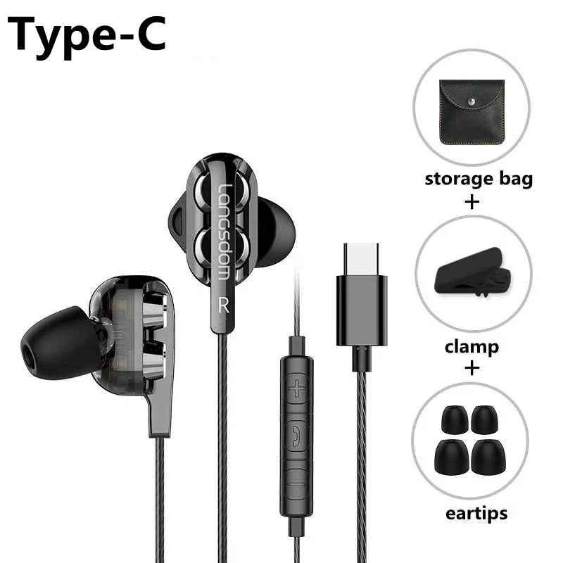 

Langsdom New Type C Earphone for Phone Xiaomi with Mic in ear Headphone Hifi Bass Headset for Samsung Auriculare type-C Phone