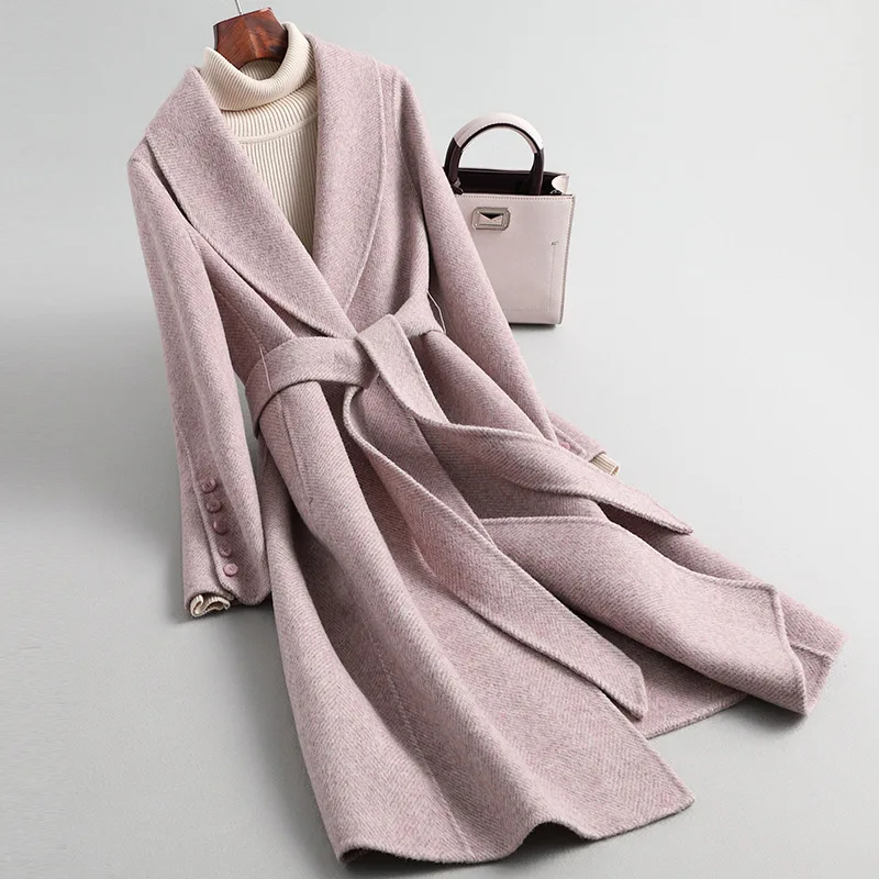 TESSCARA женский зимний элегантный шерстяной смешанный ремень простая куртка-пальто женские высококачественные длинные кашемировые куртки верхняя одежда и пальто
