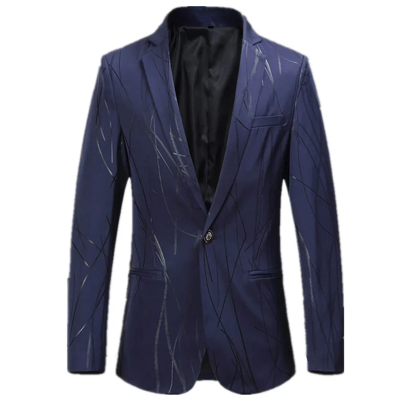 

Men's suit blazer men's fashion printed casual suit blazer spring new single button gentleman suit jacket