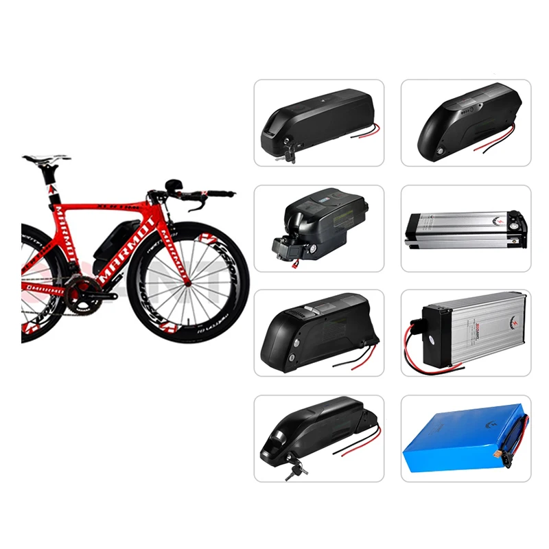 Top For 24V 36V 48V 52V shark Style 18650 battery case 7S 10S 13S 14S 18650 ebike lithium battery pack shell +power switch USB port 11