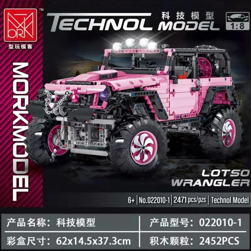 US $108.90 MORK 1 8 Off Road Vehicle Building Blocks Jeep Wrangler Rubicon 2452pcs Pink Car Model Bricks Educational Kids Toys Gifts