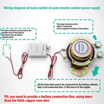

12V/24V Car Remote Control Electromagnetic Battery Power Switch Disconnect Latching Relay Auto Battery Isolator Cut Off