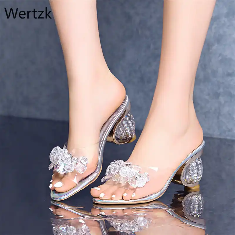 transparent heel slippers