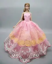 Vestido de fiesta de encaje para Barbie, ropa de muñeca de princesa, rosa, Floral, sin hombros, accesorios para casa de muñecas BJD, juguetes, 1:6, 1/6