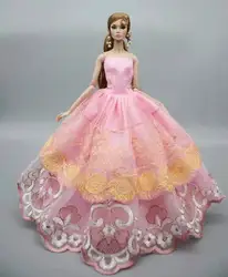 Robe de princesse en dentelle pour poupée Barbie, motif Floral rose, épaules dénudées, vêtements de fête de mariage, accessoires pour jouets, BJD, 1/6, 1:6 