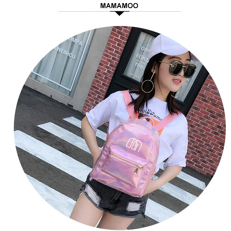 

KPOP MAMAMOO The Same Paragraph Laser Backpack Men And Women Multi-purpose Bag Student Bright Bread Shoulder Bag Dropshipping