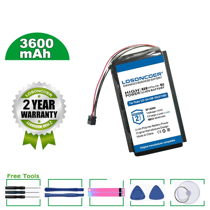 Аккумулятор LOSONCOER 3600 мАч B11483 BP120MH аккумулятор для Fluke Скоп 120 (прошивка ниже V2.0 ) 123