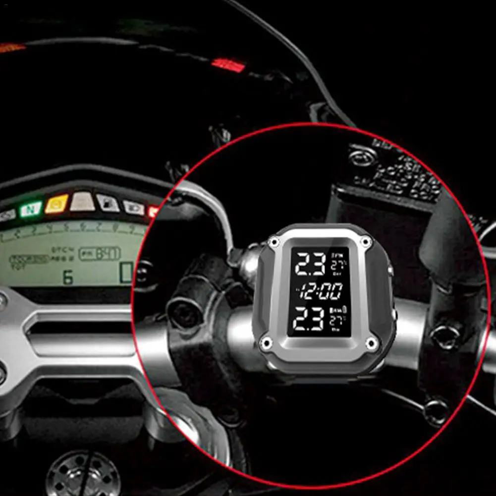 Беспроводной мотоцикл TPMS в режиме реального времени система контроля давления в шинах универсальная 2 внутренняя и внешняя датчики ЖК-дисплей