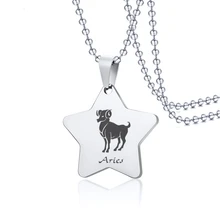 Customized Constellation Logo Necklace Women Men Stainless Steel Jewelry Personalize Gift