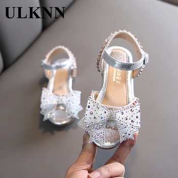 

ULKNN Girls Crystal Sandals 2020 New Summer Fashion Little Girl Children Bow Princess Kids Sandals
