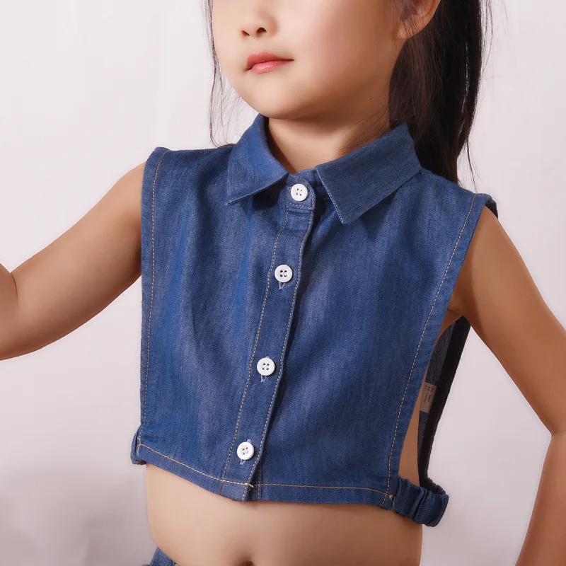 

Denim Fake Collar Shirt Children White Collares Mujer Cotton Detachable Collar Choker Kids Boys Girls Removable Half Shirt