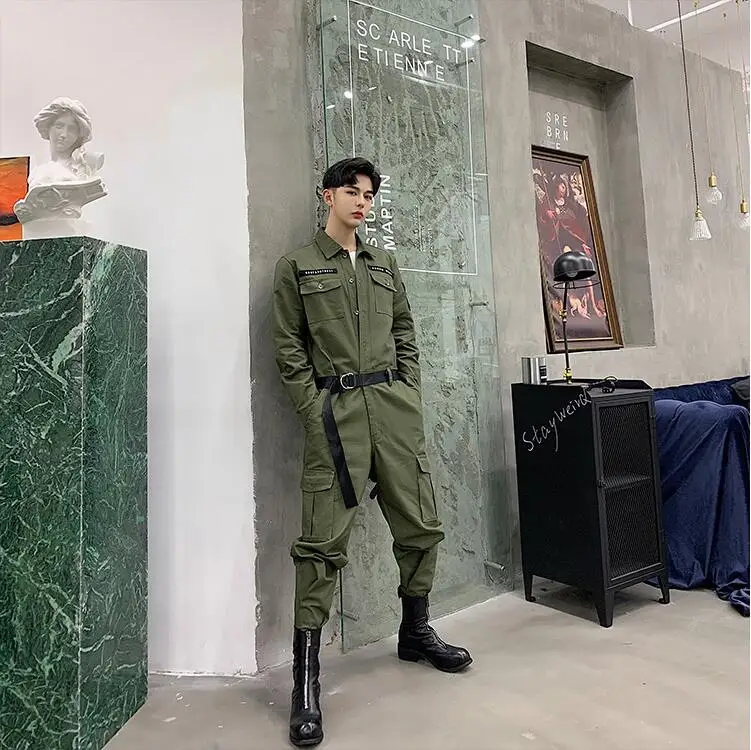 SHENGYUJIN S~ 2XL! Осень Ретро оснастки комбинезон мужские ins тренд брюки хип хоп Свободные Комбинезоны мужской костюм