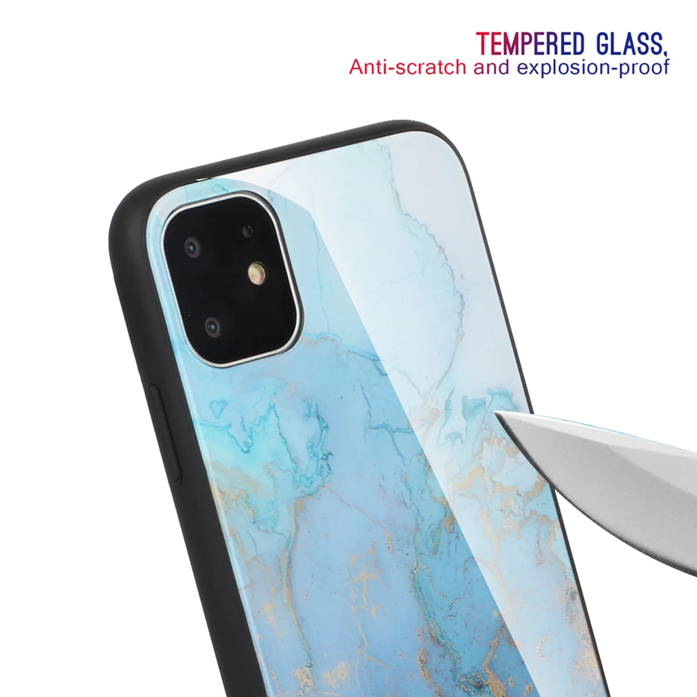 Роскошный чехол из закаленного стекла для телефона iPhone 11 Pro Max X XR XS 7 8 Plus 6 6S