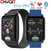Chycet سوار ذكي ECG PPG قياس ضغط الدم ساعة النساء مراقب معدل ضربات القلب حزام لياقة مع نشاط المقتفي