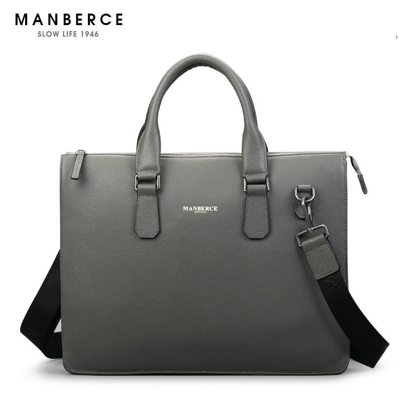 

MANBERCE New Fashion Personality Design Large Capacity Briefcase Genuine Leather High-grade Business Single Shoulder Oblique Bag