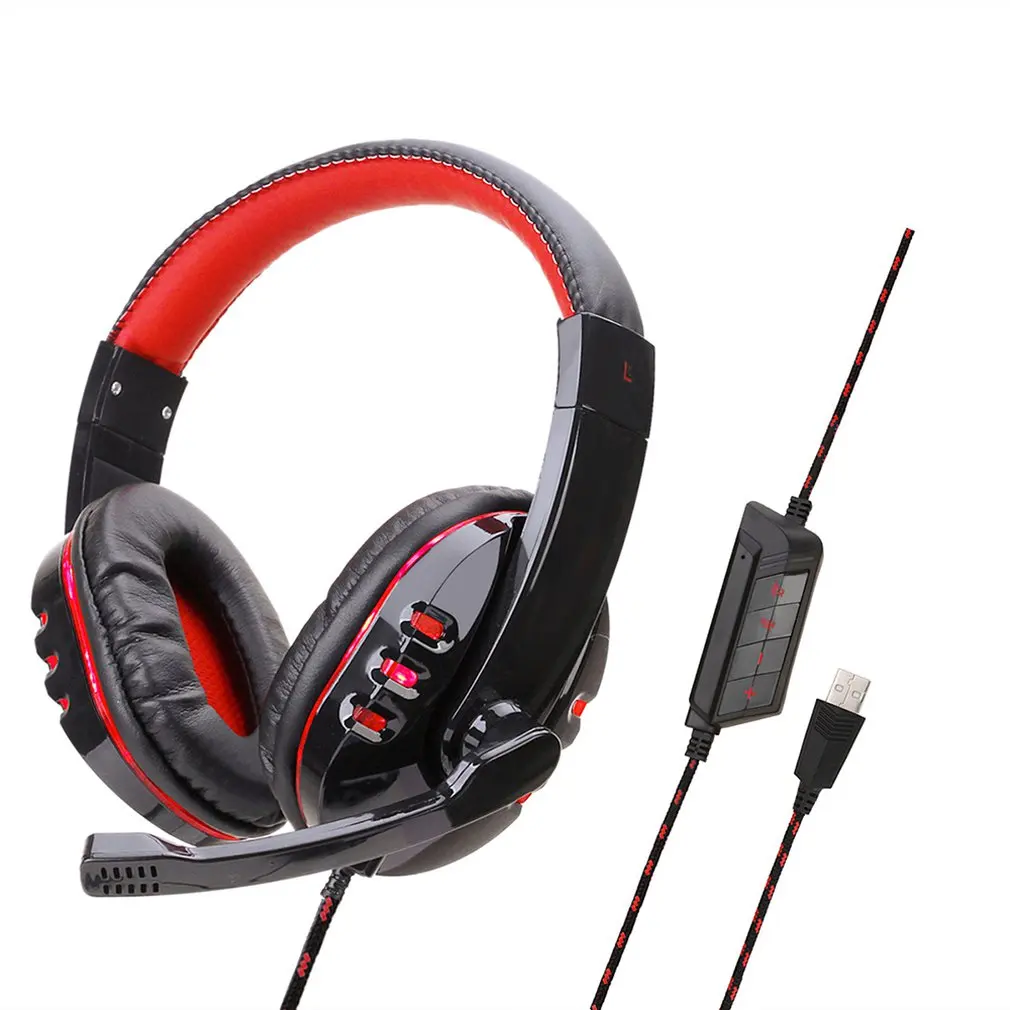 Проводные наушники светодиодный светильник игровая гарнитура SY733 для компьютера