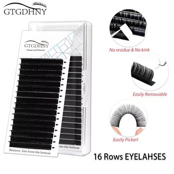 

GTGDHNY 16line Natural Synthetic Eyelash Extensions 8~17 MM Mix Makeup for Professional Mink Individual Eyelash Extension