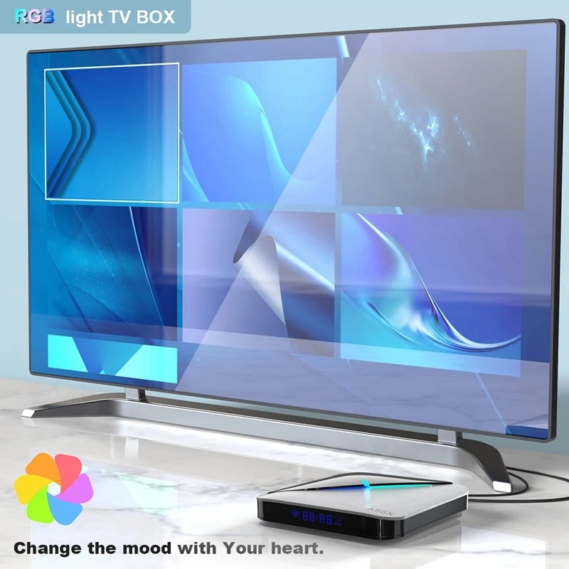 ТВ приставка с RGB подсветкой Android 9 0 A95X F3 2 ГБ 16 S905X3 Amlogic Wi Fi BT медиаплеер