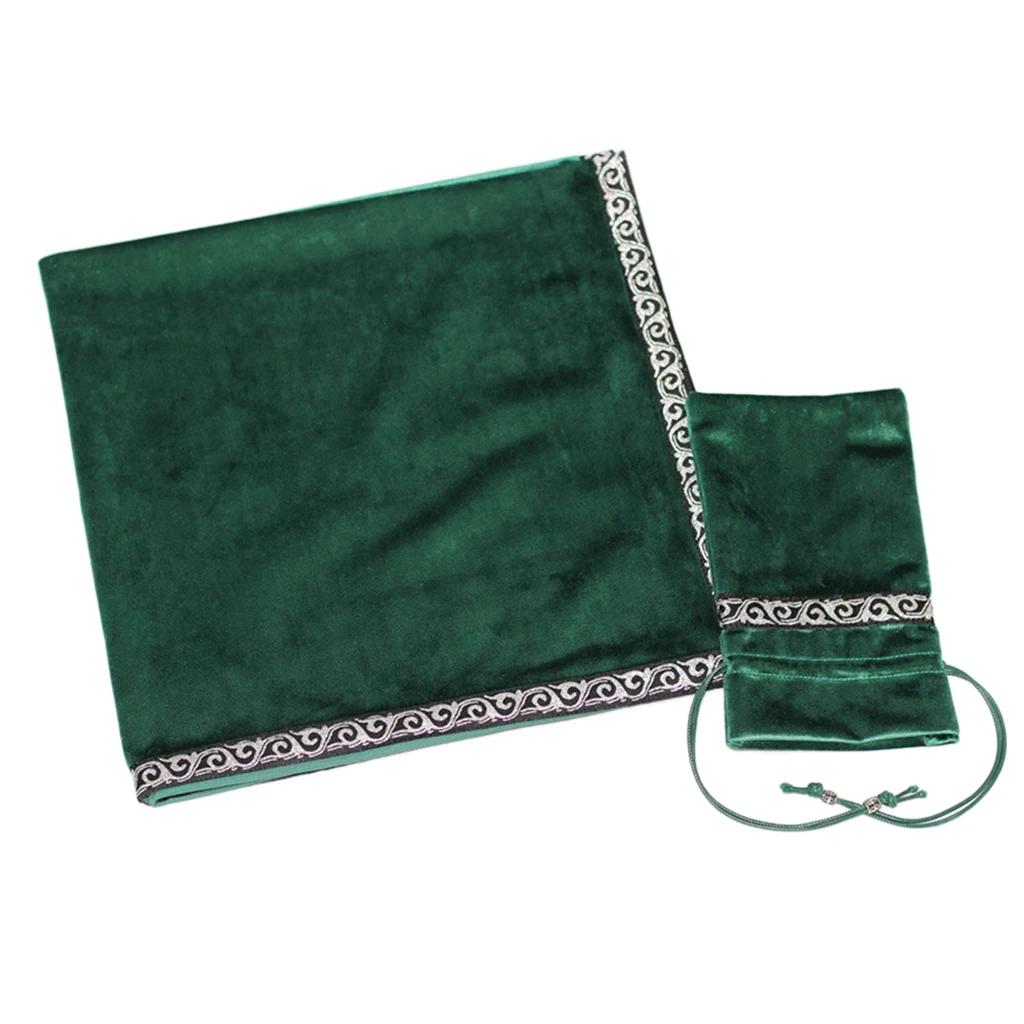 Altar Tarot Table Cloth, 26 x 26 inches Divination Wicca Velvet Cloth with Tarot Pouch