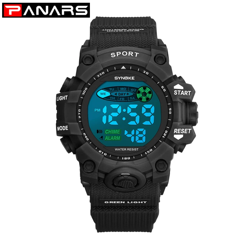 

PANARS Wrist Watches For Men Sports Colorful Luminous Alarm Clock Timing Student Watch 2019 relojes hombre digitales deportivo